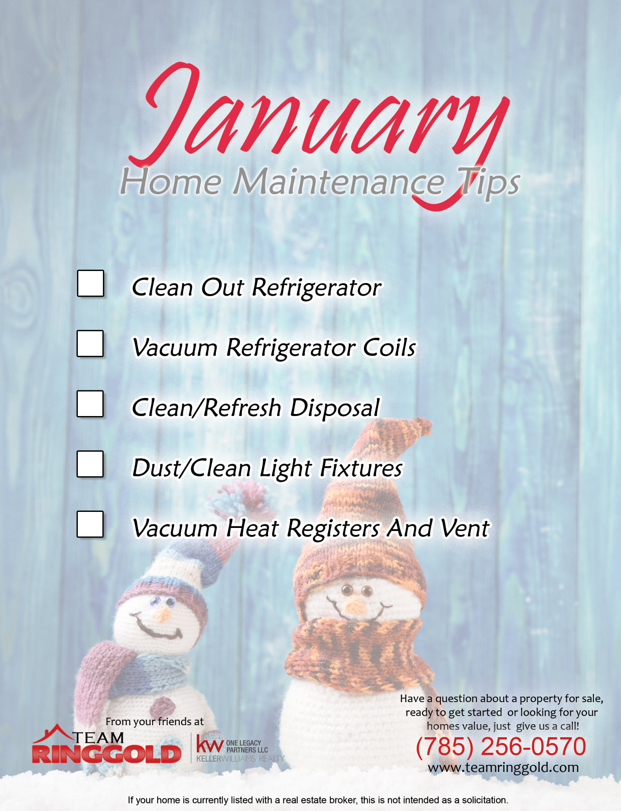 Home Maintenance Tips | January